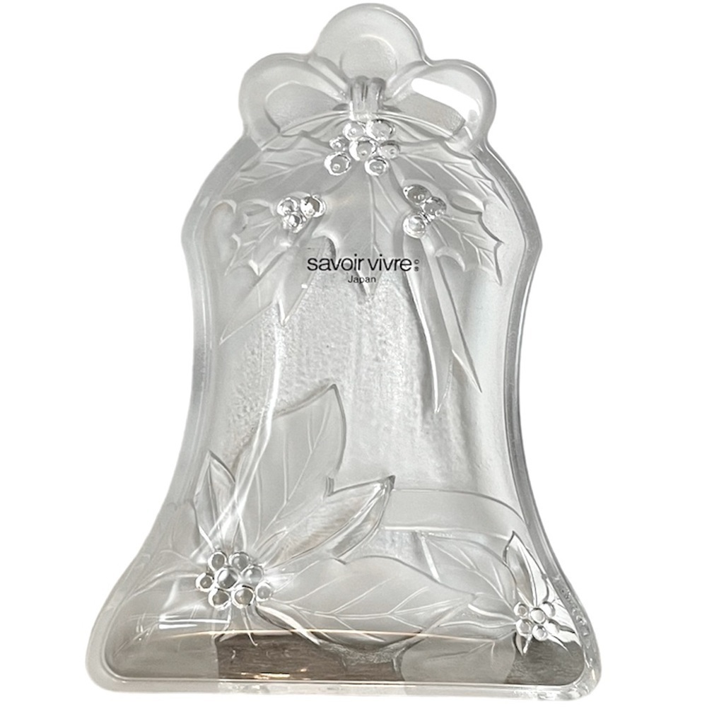 Savoir Vivre Christmas Bell Glass Candy Dish Japan Vintage Poinsettias Holly
